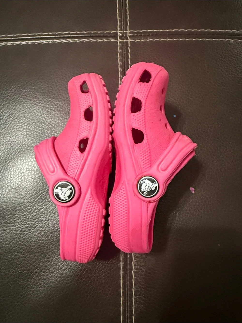 CROCS Kids Hot Pink Foam Clogs with Heel Strap